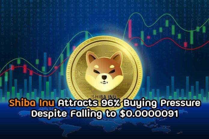 Shiba Inu Attracts 96% Buying Pressure Despite Falling to $0.0000091